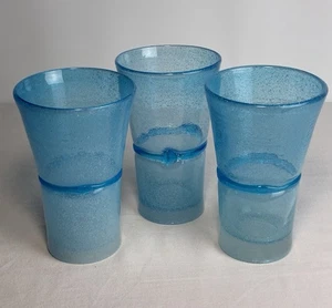 Sonoma mundgeblasene Aqua Streifen Blasen ausgestellt Tumbler Gläser x3 - Bild 1 von 19