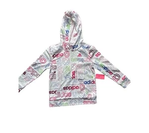 Adidas Youth Girls Medium Colorful Print White Hoodie - Picture 1 of 4