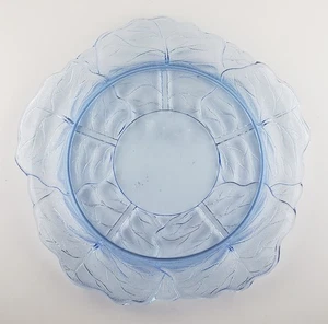 LE Smith Pastel Blue Colored Cabbage Leaf Shaped Glass Salad Pie Dessert Plate - Picture 1 of 5