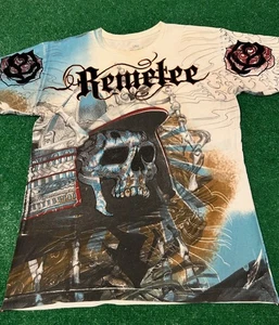 Camisa De Colección Y2K Remetee By Affliction Calavera Estrás AOP Grande Punk Grunge - Imagen 1 de 4