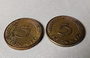 Lot 2 5 Pfennig 1950 J Eisenmünzen aus der Hamburger Münzstätte Westdeutschland selten  - Bild 1 von 6