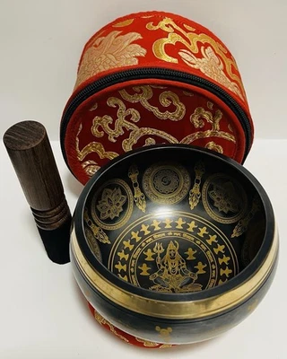 Tibetan Singing Bowl with Lord Shiva - Image 1 of 4