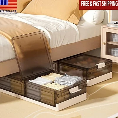 Under Bed Storage Containers Stackable Rolling Bins W/ Wheels Dustproof Lids New - Image 1 of 4