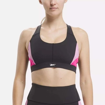 Sujetador deportivo para mujer Reebok Plus Lux con espalda deportiva en bloque de color 3X (22-24W) negro/rosa Foto 1 de 4