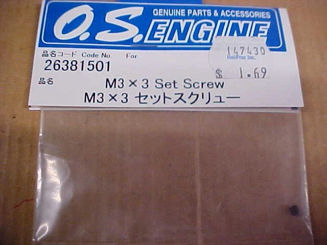 O.S. ENGINES 26381501 = M3 X 3 SET SCREW: OS ENGINES - Image 1 of 1