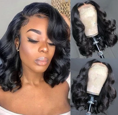 Wavy Bob Wig Human Hair 13X4 Lace Front Wigs Human Hair Pre Plucked Glueless Wig - Image 1 of 4