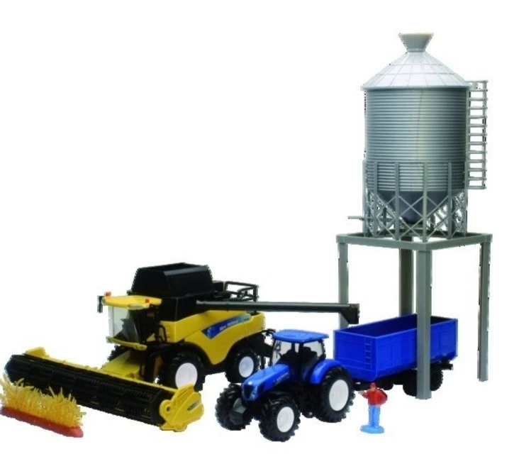 NEWRAY Mietitrebbia HOLLAND CR9090 e HOLLAND T7.270 con rimorchio ...