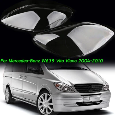 Pair Headlight Lens Cover for Mercedes Benz W639 Vito Viano 2004-2010 Clear Cap - Image 1 of 4