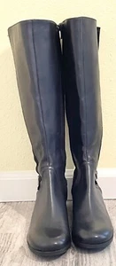 Nine West Symphony O Riding Boots/Shoes - Navy Blue Leather - Size 5.5 - Picture 1 of 7