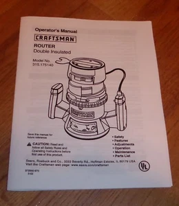 SEARS HANDWERKLICHER ROUTER DOPPELT ISOLIERT BESITZERHANDBUCH 315.175140 175140 - Bild 1 von 1