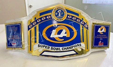 Los Angeles Rams Superbowl Championship Leather title belt Adult size 2mm 4mm Cover