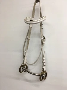 white Leather adj. Show Horse Halter Stallion Bridle incl. 5-1/2” straight Bit - Picture 1 of 4