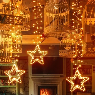 LOTTI IMPORTEX Lotti Tenda Luminosa di Natale con Stelle 392 Luci LED Bianco Caldo mt 2 x0,9h