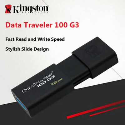 Kingston DataTraveler DT100 G3 16GB 32GB 64GB USB 3.2 Flash Stick Memory Drive - Image 1 of 4