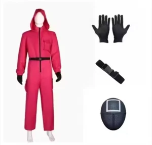 Erwachsene Manager Squid Game Guard Kostüm Unisex Overall mit Maske komplettes Set groß - Bild 1 von 6