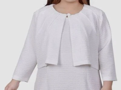 Chaqueta para mujer NY Collection blanca manga 3/4 talla grande 16W Foto 1 de 2