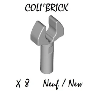 Lego 48729b - 8x Bras, pince / Bar 1L clip mechanical claw - Light B Gray - Neuf - Imagen 1 de 1