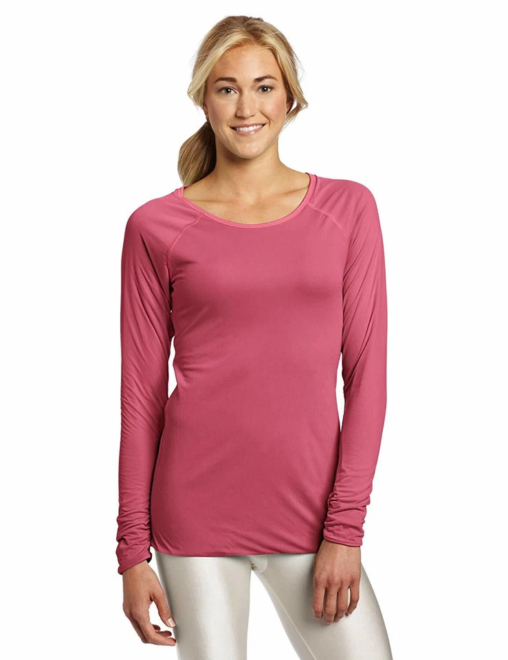 Camisa feminina ASICS Foxford reversível manga longa tamanho M média rosa roxa corrida - Imagem 1 de 4