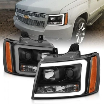ANZO 111402 Projector Headlight Lamp Assembly Plank Design for 07-14 Chevy Tahoe - Imagem 1 de 4