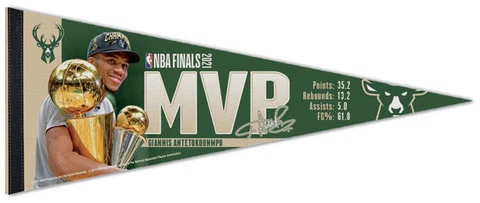 GIANNIS ANTETOKOUNMPO Milwaukee Bucks NBA Finals MVP Premium Collector's PENNANT Cover