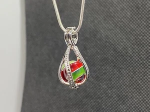 Grün & rot Handarbeit modern Borosilikat PipiWee Marmor Schmuck Anhänger - Bild 1 von 12