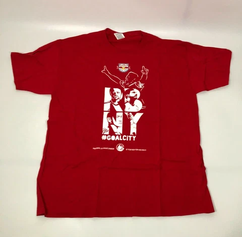 New York Red Bulls Mens Shirt Extra Large Red White Tee Short Sleeve MLS Soccer Cover