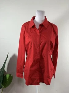 Worthington WOMENS Solid Red Button Up Shirt, Size 12 - Picture 1 of 9