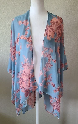 Top Kimono Terciopelo Burnout Grande Talla Única OZ Floral Festival Bohemio Hippie Foto 1 de 4