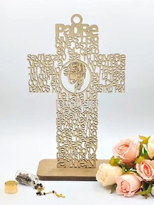 EE. UU. 4/12 piezas Cruz de Jesús Soporte de madera Corte láser Bautizo Centro de mesa Recuerdo - Imagen 1 de 1