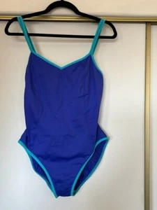 Coral Key One Piece Purple with Turquoise Trim Swimsuit, Size 14, Built in Bra - Picture 1 of 8