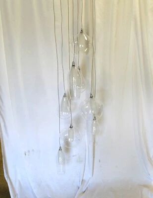 Chandelier ,Modern ,Glass globes , 8 shades,Hi-polished Nickel Ceiling canopy - Image 1 of 4