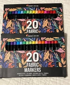 2 Sets of 20 Fabric Markers Pens Set - Non Toxic, Indelible, Fine Point New - Picture 1 of 3