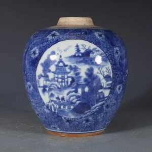 Beautiful Chinese Hand Painting Blue&white Porcelain scenery Pot - Picture 1 of 7