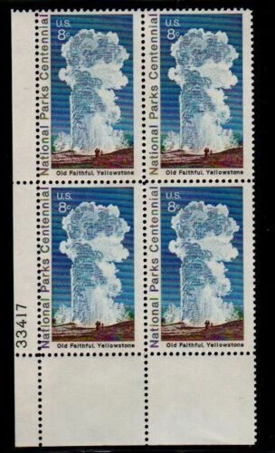 Scott # 1453 - US Plate Block Of 4 - Old Faithful  Yellowstone Park - MNH - 1972 - Image 1 of 1