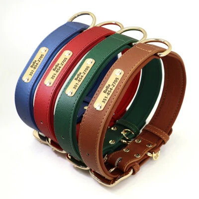 Personalized Dog Cat Collar with Name Plate Custom Engraved Soft Padded XS-XL