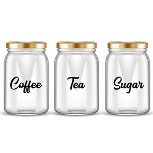 COFFEE TEA SUGAR JAR LABELS KITCHEN DECALS ADHESIVE CANISTERS STICKERS - Picture 1 of 1