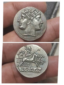 Unknown Roman 2 Faces Drachm Tetradrachm Big Coin Governess Horses Cart, REPLIC@ - Picture 1 of 7