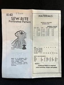 Sew Rite Mail Order Sewing Pattern 8142 Child's Dress Size 7 - Picture 1 of 3