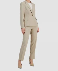 Le Suit Women's Beige One Button Slim-Leg 2 Piece Pantsuit Size 8P - Picture 1 of 1