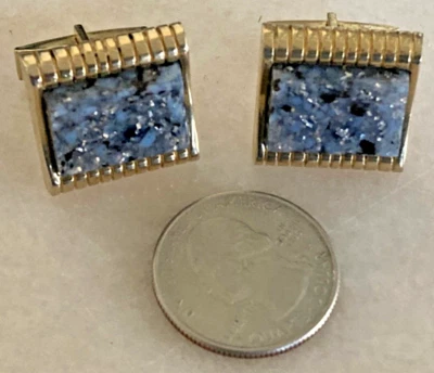 DE COLECCIÓN ATOMIC MODERNIST RETRO BRILLO IMITACIÓN LUNA ROCK GEMELOS HOMBRE PAR TONO DORADO Foto 1 de 4