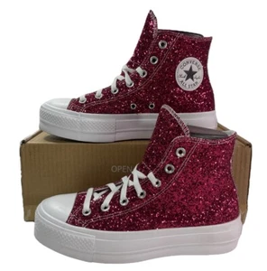 Converse Chuck Taylor Lift Platform Glitter by YOU PARTY PINK Women Shoe Size 8 - Picture 1 of 10