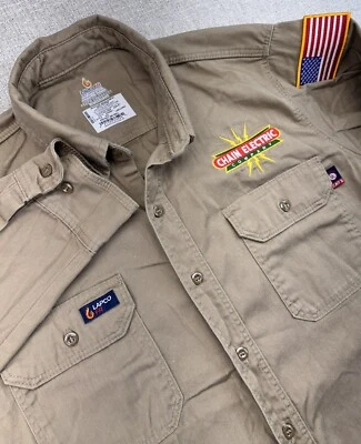 Lapco FR Cat2 Moisture Control Work Shirt  khaki Men’s Size Large Long Sleeve - Image 1 of 4
