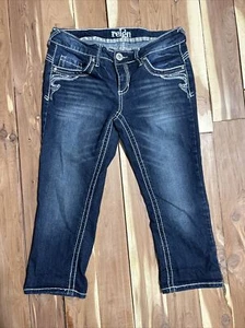 Reign Women’s Size 9 Blue Denim Cropped Jeans Great Shape Stretchy Waist - Picture 1 of 9