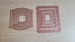 2 Spellbinders nesting Dies - Fleur De Lis Rectangles & Square Labels - Picture 1 of 3