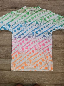 VINTAGE 1990s DISNEY Minnie Mouse Neon Rainbow All Over Shirt Adult ONE SIZE* - Picture 1 of 7