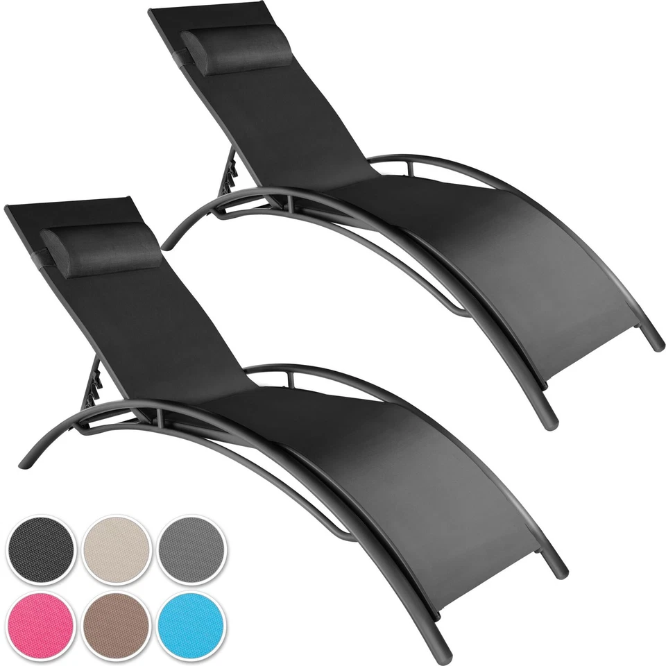 Sonnenliege Aluminium 2er Set Liegestuhl Garten wetterfest 5-fach verstellbar - Bild 1 von 1