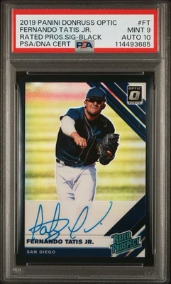 Panini Donruss Optic Fernando Tatis Jr. 2019 radiocontrol automático negro/50 PSA 9 ¡auto 10!! Foto 1 de 2