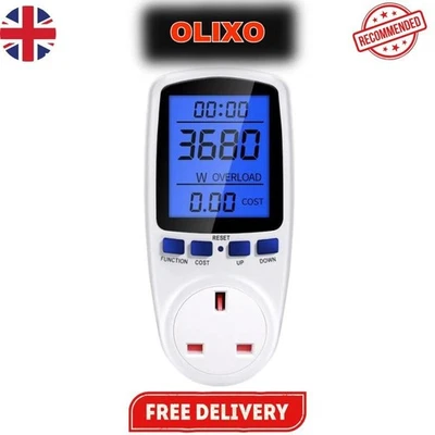 LOWENERGIE™ UK Plug-in Energy Monitor Electricity Power Consumption Meter Watt Kwh Analyzer