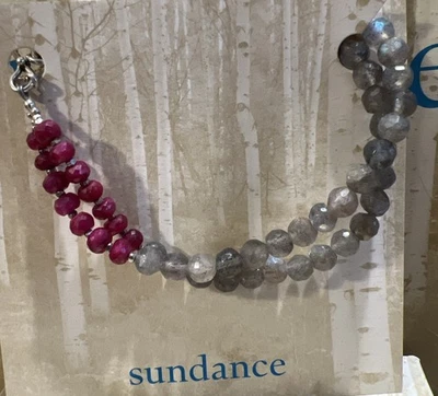 NWT Sundance Peyote Bird Labradorite Ruby Smoky Quartz Silver Beaded Bracelet - Image 1 of 4