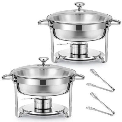 CRENEX 2 Stk 5/6L Runden Warmhaltebehälter Chafing Dish Starter Set Buffet Speisewärmer